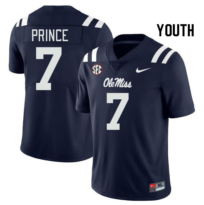 Youth #7 Deantre Prince Ole Miss Rebels College Football Jerseys Stitched Sale-Navy - Click Image to Close